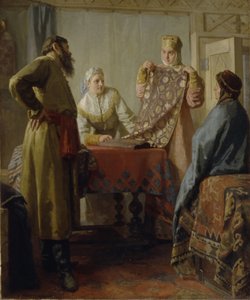 Cena da vida cotidiana do século XVII, meados do século XIX. de Nikolai Vasilyevich Nevrev