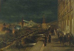 Iluminação de Moscou por ocasião da coroação do imperador Alexandre III em 15 de maio de 1883 de Nikolai Yegorovich Makovsky