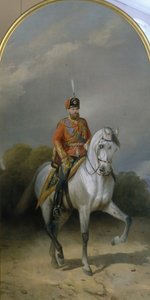 Retrato do imperador Alexandre III 1845-1894 no uniforme do regimento hussariano da Guarda Leib, 1881