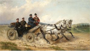 Czar Alexandre III e Kaiser Wilhelm II em um landau, 1888