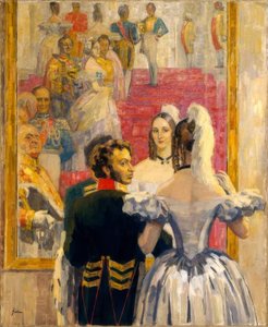 O poeta Alexander Pushkin com a sua mulher no Anich.