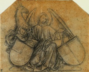 Um anjo apoiando dois escudos, c. 1470 de Nikolaus Gerhaert von Leyden