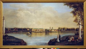 Vista do Palácio Kuskovo (Moscou, Rússia). Pintura de Nikolai Ivanovich Podklyuchnikov (1813-1877), óleo sobre tela de Nikolay Ivanovich Podklyuchnikov