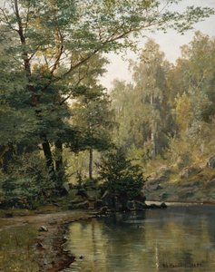 Lago da floresta (pintura a óleo) de Nils Hansteen