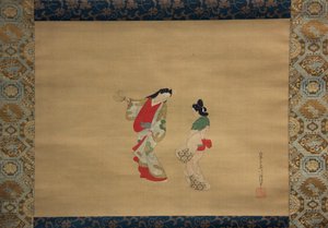 Mulher e assistente, século XVIII. de Nishikawa Sukenobu