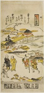 Descendentes Gansos em Katada (Katada no rakugan), No. 7 da série "Eight Views of Omi" de Nishimura Shigenaga