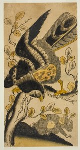 Águia e Macaco de Nishimura Shigenaga