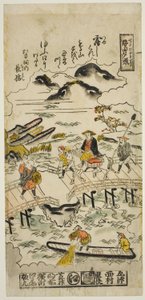 Evening Glow at Seta (Seta no sekisho), nº 1 da série "Eight Views of Omi" de Nishimura Shigenaga