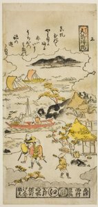 Returning Sails at Yabase (Yabase no kihan), nº 3 da série "Eight Views of Omi" de Nishimura Shigenaga