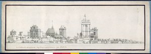 O Chateau de Vincennes (caneta e tinta com lavagem em papel)