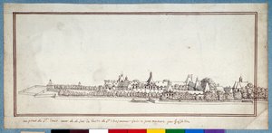 O Hospital de St. Louis (caneta e tinta com lavagem em papel)