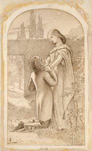Dois amantes em um jardim estrelado, 1862 de Noel Paton