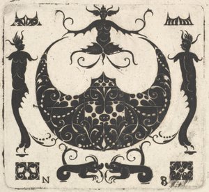 Anel em forma lunar e figuras grotescas, ca. 1620-30. de Noel Rouillard