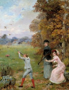 O Pequeno Caçador Pintura de Noel Saunier (1847-1890) Século XIX Coleção Particular de Noel Saunier