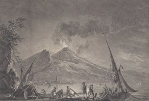 Vista do Monte Vesúvio como era em 1757, 1762. de Noël Le Mire