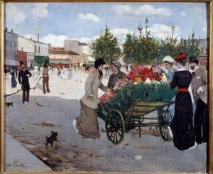 Florista na Boulevard Rochechouart em Paris (Marche de la Madeleine). Pintura de Norbert Goeneutte (1854-1894) de Norbert Goeneutte