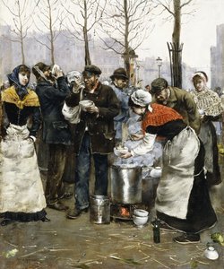 Sopa para as missas em um dia de inverno, Paris, 1881 de Norbert Goeneutte