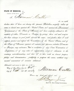 Juramento de lealdade de Norman Cutter do Missouri, Condado de St.Louis de Norman Cutter