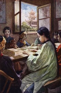 China: Uma escola (cor litho) de Norman Hardy