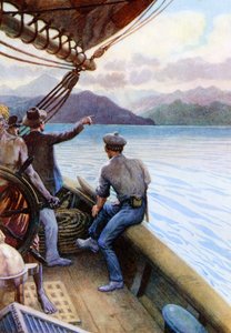 &39;Cruzando entre as ilhas do mar do Sul, Ilha Norfolk à vista&39;, 1908 de Norman Hardy