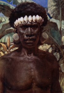 Retrato de um Canibal das Ilhas Salomão (cor litho)