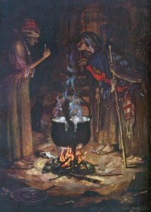 As Irmãs Estranhas. Macbeth - Ato IV, Cena 1 (litografia a cores) de Norman Mills (after) Price