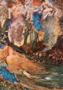 Titania dorme, Midsummer Nights Dream, Act II Scene 2, ilustração de 