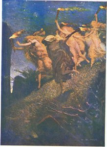 Primeira Noite de Walpurgis: "Através da escuridão chumbo e segue, Dentro e fora de cada buraco rochoso" (cor litho)