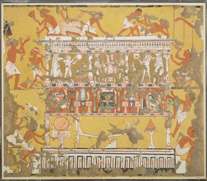 Construindo um Catafalco, Tumba de Ipuy, c. 1279-1213 aC (tempera em papel) de Norman de Garis Davies