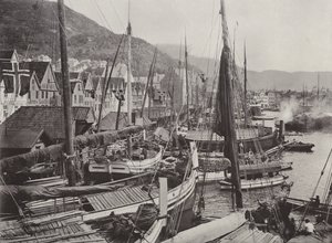 Vista no porto de Bergen de Norwegian Photographer
