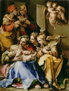 Sagrada Família com os Santos Ana, Catarina de Alexandria e Maria Madalena, c.1560-9