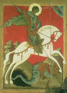 Ícone de São Jorge e o Dragão (têmpera no painel)