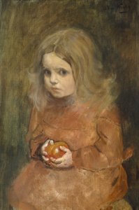 Menina com maçã (óleo sobre tela)