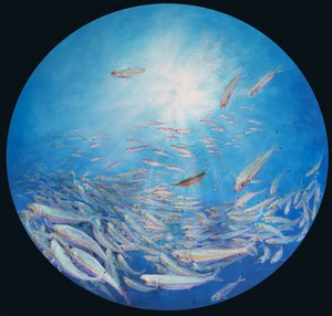 Fusileiros, 2017 (acrílico sobre linho em moldura de tulipa) de Odile Kidd