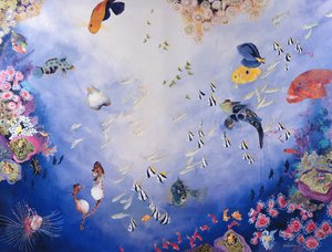 Mundo subaquático IV (acrílico sobre tela) de Odile Kidd