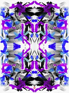 Zen Ink Blue Purple Floral Pattern, 2023 (acrílico sobre papel, digital) de Odilia W. Y. Fu