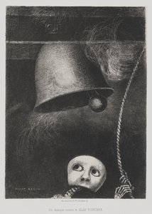 A Edgar Poe (Uma máscara toca o sino fúnebre) de Odilon Redon