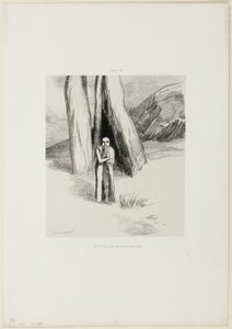 Um louco em uma paisagem sombria, placa 3 de 6 de Odilon Redon