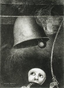 Uma máscara soa o sinal da morte. Série: Para Edgar Poe, 1882 de Odilon Redon