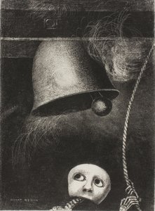 A Mask Sounds the Funeral Knell, prato três de To Edgar Poe de Odilon Redon