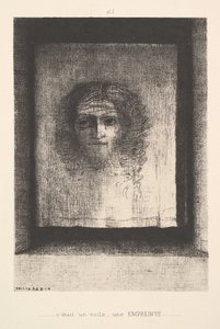 Um véu, uma imagem impressa, 1891. de Odilon Redon