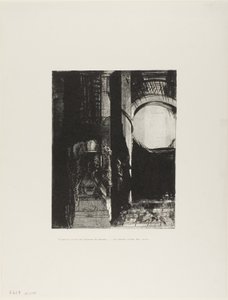 E por todos os lados há colunas de basalto,... a luz cai do telhado abobadado, placa 3 de 24 de Odilon Redon
