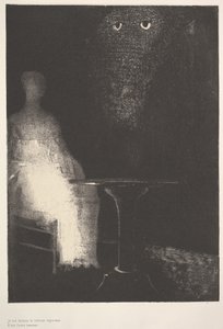 Abaixo, vi os contornos vaporosos de uma forma humana, 1896. de Odilon Redon