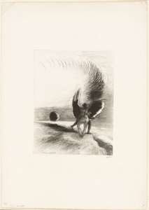 Sob a Asa da Sombra, a Criatura Negra Mordeu Energeticamente, prato 4 de 6 de Odilon Redon