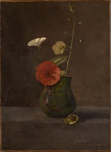 Natureza-morta de flores numa jarra verde de Odilon Redon