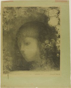 Cabeça de criança com flores de Odilon Redon