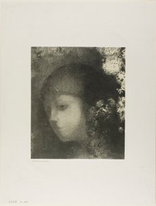 Cabeça de criança com flores de Odilon Redon