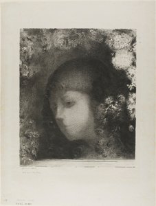 Cabeça de criança com flores de Odilon Redon