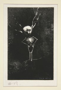 Dans le d?dale des branches la bl?me figure apparaissait (No labirinto de ramos surgiu a figura pálida), da série Le jur? (O jurado) de Odilon Redon