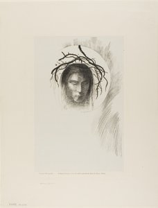 O dia finalmente aparece... e no próprio disco do sol brilha o rosto de Jesus Cristo, placa 24 de 24 de Odilon Redon